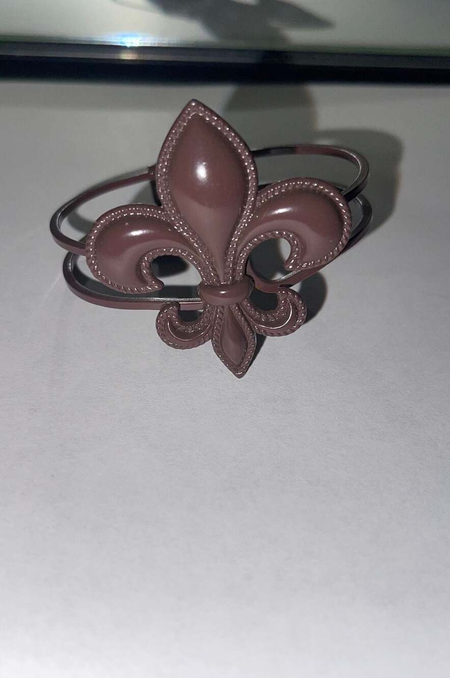 Fleur de Lis Brown Cuff Bracelet